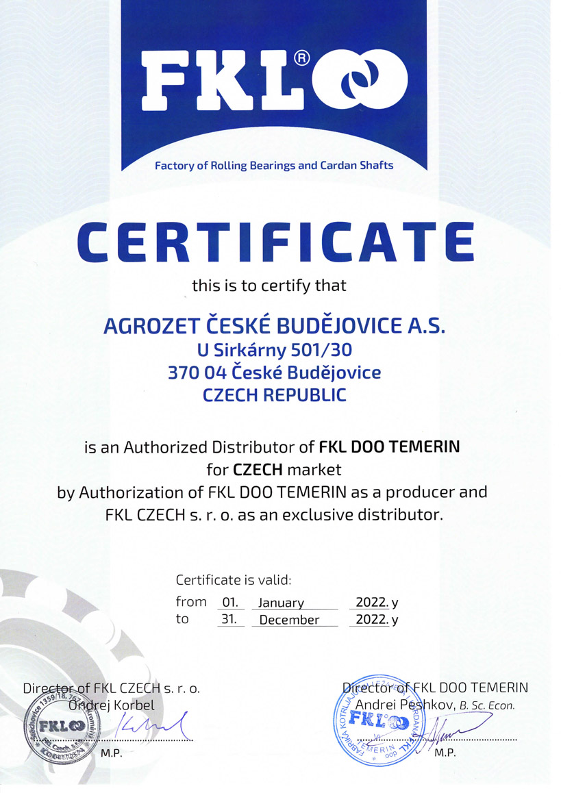 FKL certifikát Agrozet