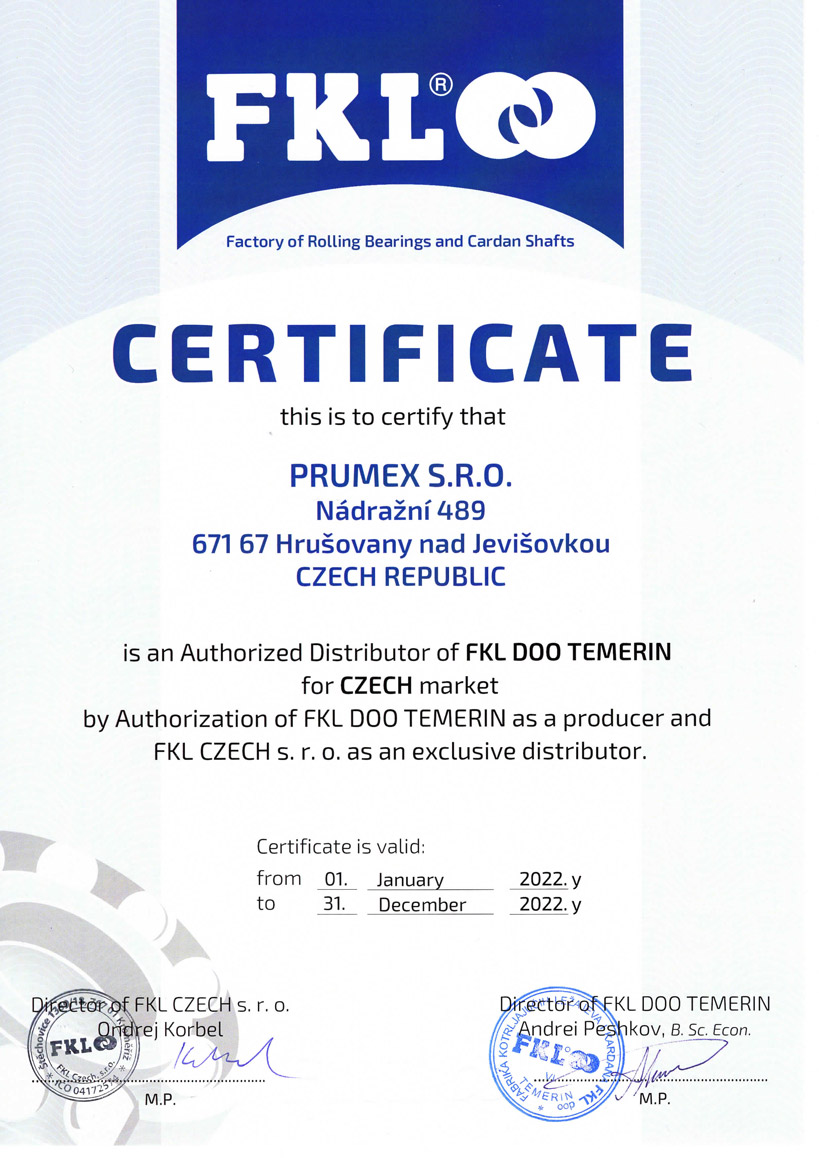 FKL certifikát Prumex