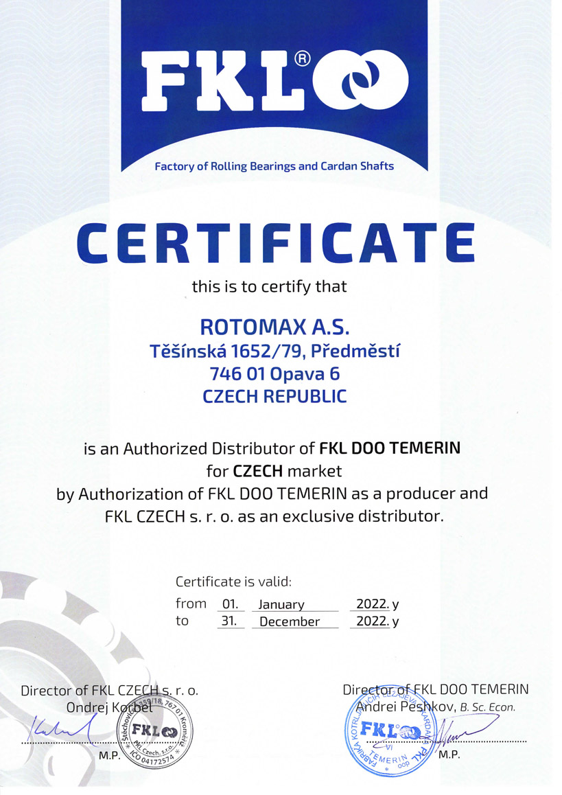 FKL certifikát Rotomax
