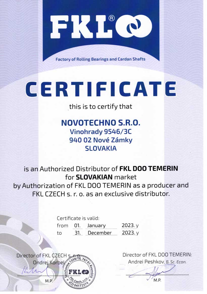 FKL certifikt Novotechno