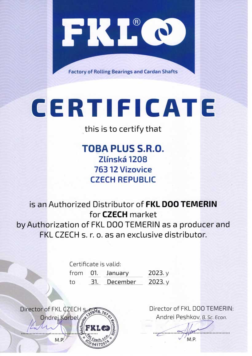 FKL certifikát Toba Plus