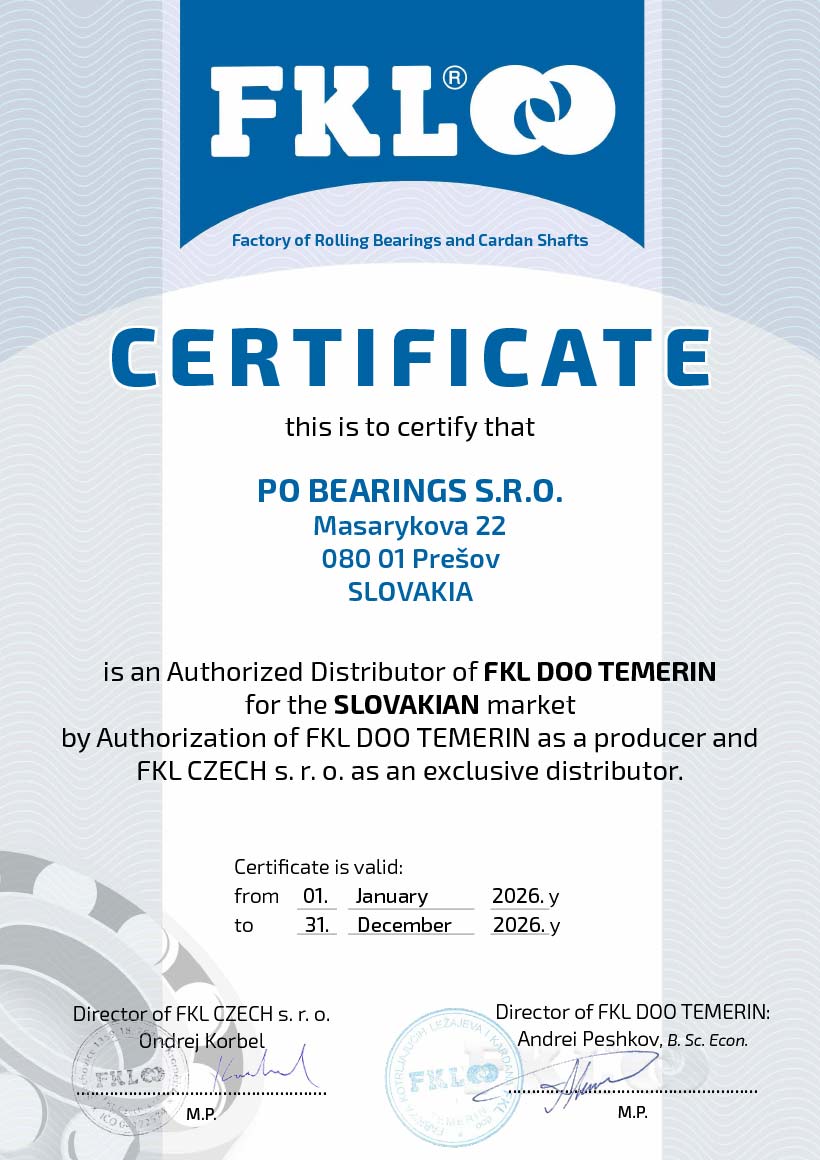 FKL certifikát PO Bearings